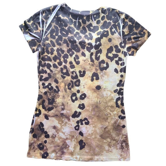 Daytrip by Buckle Leopard Print Tee Medium | Animal Print Glam Rock Chain Detail - Picture 3 of 8